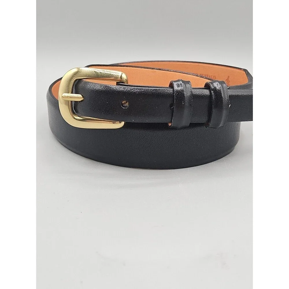 Men's Black Asian Buffalo Crescent Leather Belt Handcrafted In USA 32